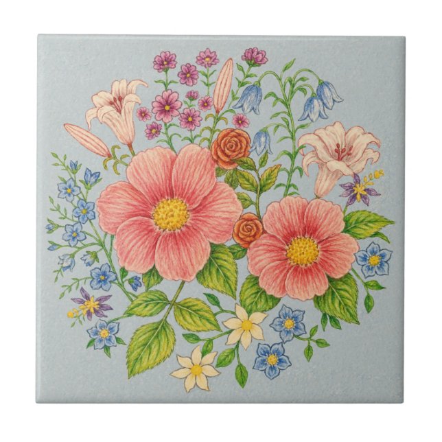 Blomsterbukett Kakelplatta (Framsidan)