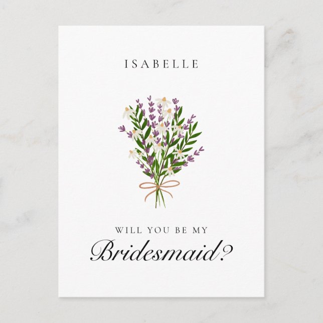 Blomsterbukett Lavendel Brudtärna Förfrågan Postko Vykort (Framsida)