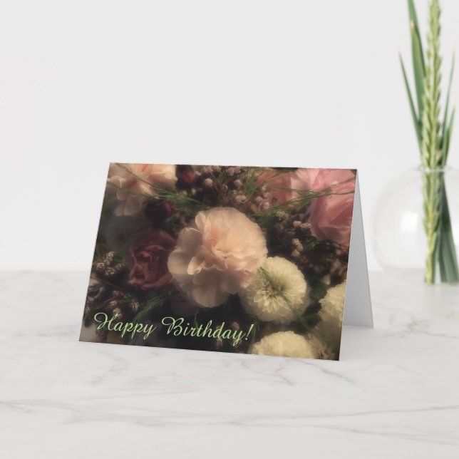 Blomsterbukett Lycklig Födelsedagskort Kort (Framsida)