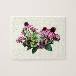 Blomsterbukett med klättrablommor pussel