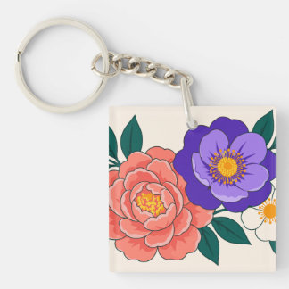 Blomsterbukett med lila och korallfärgade blomster