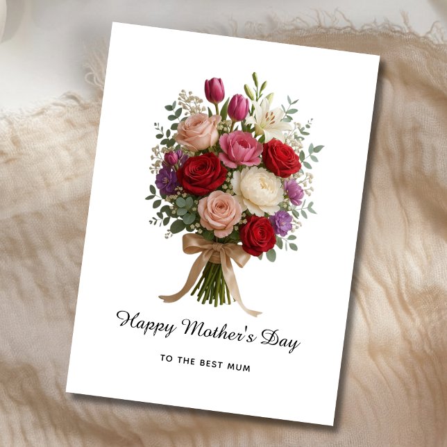 Blomsterbukett Mors Dag-kort för bästa mamma Julkort (Skapare uppladdad)