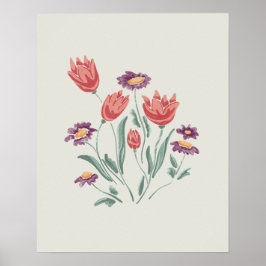 Blomsterbukett Ömtåliga Blommiga Arrangemang Poster