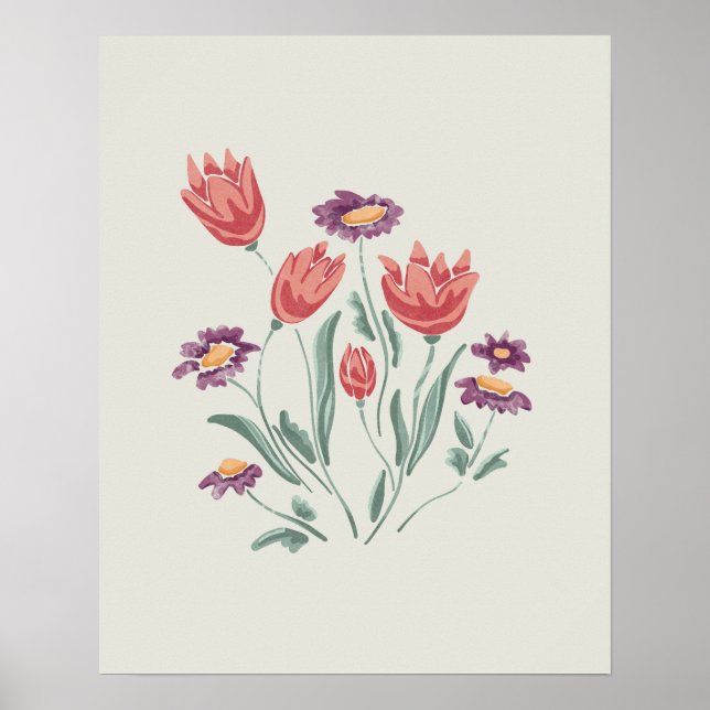 Blomsterbukett Ömtåliga Blommiga Arrangemang  Poster (Framsidan)