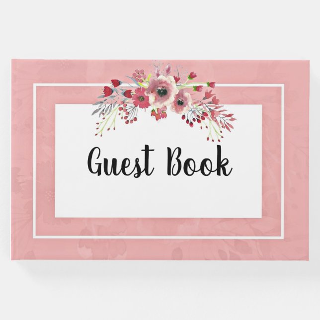 Blomsterbukett Ram Antik Rosa Gästbok (Framsida)