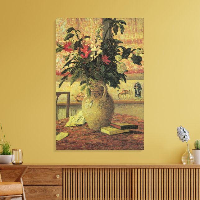 Blomsterbukett vid fönstret av Maxine Maufra Canvastryck (Insitu (Vardagsrum))