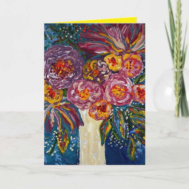 Blomsterbukett Vikad Lyckönskningskort Kort (Framsida)