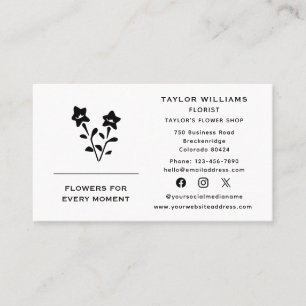 Blomsterbutik Blomster Typografi Sociala Medier Visitkort