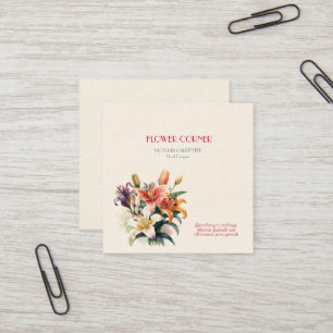 Blomsterbutik Liljor   Fyrkantigt Visitkort