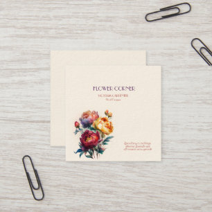 Blomsterbutik Peonies Fyrkantigt Visitkort