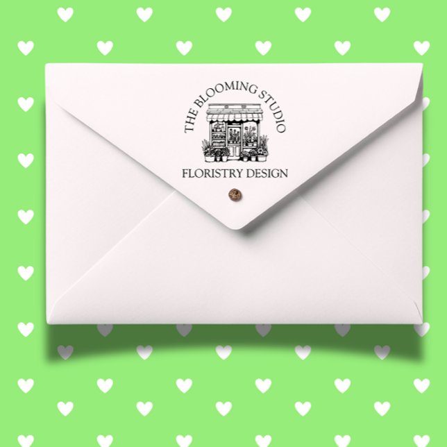 Blomsterbutikens fasadtema stämpel (Create a warm, inviting online shop with the Florist Storefront theme Rubber Stamp. )