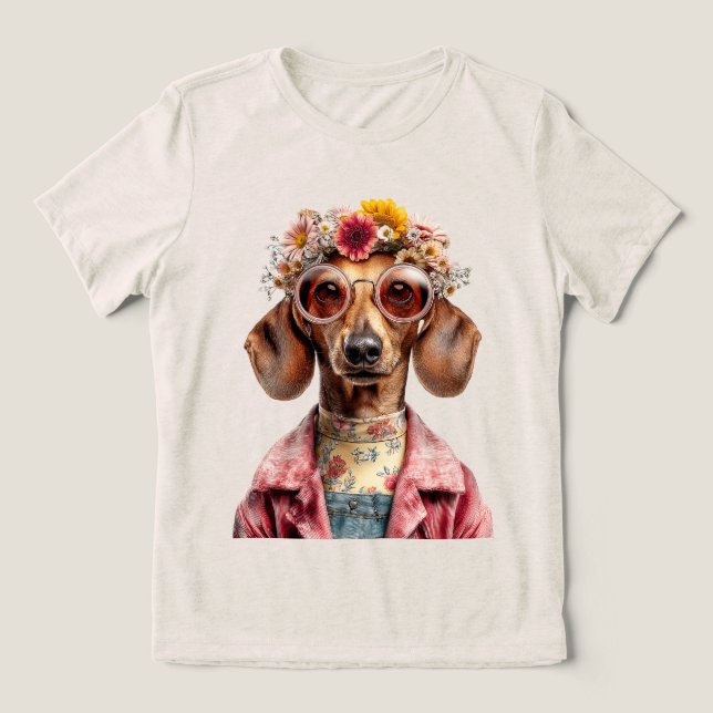 Blomsterdäckel med vintage stil t shirt (Design Framsida)