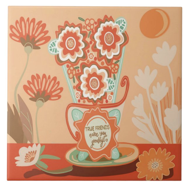 Blomsterdesign i unik stil kakelplatta (Framsidan)