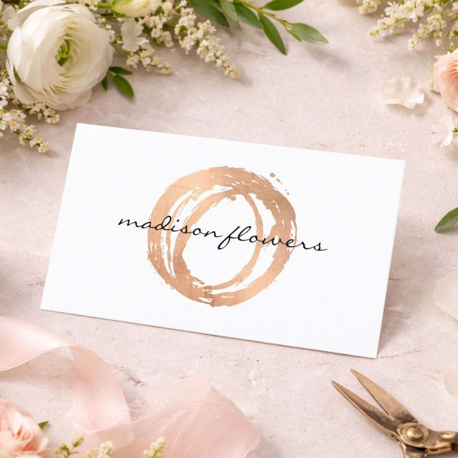 Blomsterdesigner Namnkort Roséguld Logotyp (Skapare uppladdad)