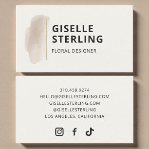 Blomsterdesigner Neutral Beige Akvarell Visitkort