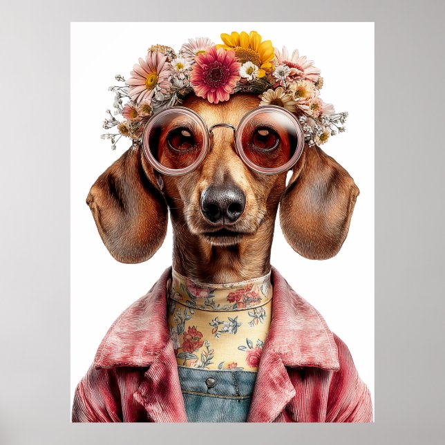 Blomsterdoxie i vintage-stil poster (Framsidan)