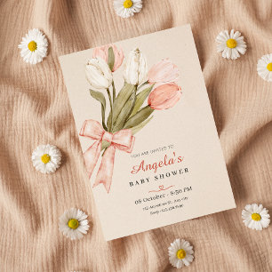 Blomsterdusch för pastelltulippar inbjudningar