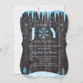 Blomsterdusch med Joy Snowflake Wood Winter Baby S Inbjudningar