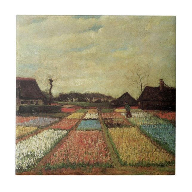 Blomsterfält av Vincent van Gogh. Kakelplatta (Framsidan)