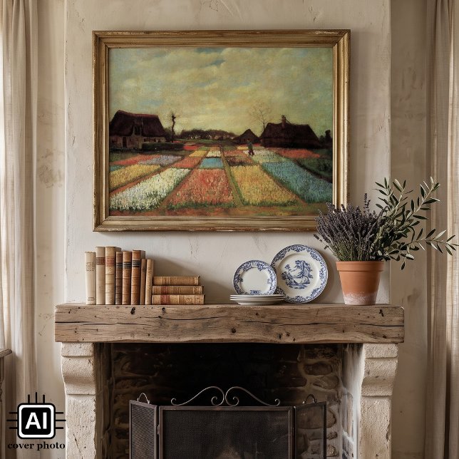 Blomsterfält av Vincent van Gogh Poster (Bulb Fields (Flower Beds in Holland) by Vincent van Gogh is a vintage post impressionism painting.)
