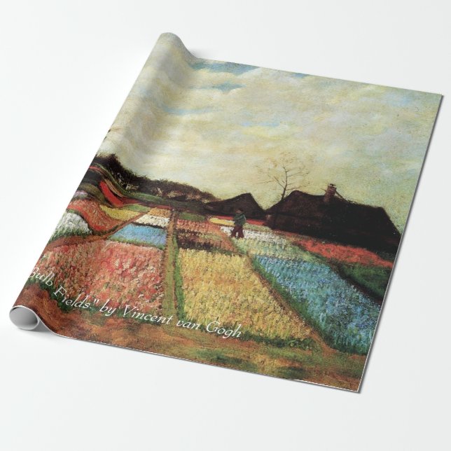 Blomsterfält av Vincent van Gogh. Vintage blommig Presentpapper (Utrullad)