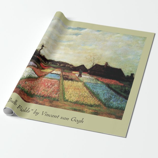 Blomsterfält av Vincent van Gogh. Vintage blommig Presentpapper (Utrullad)