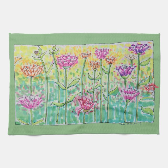 Blomsterfält Kökshandduk (Horisontell)
