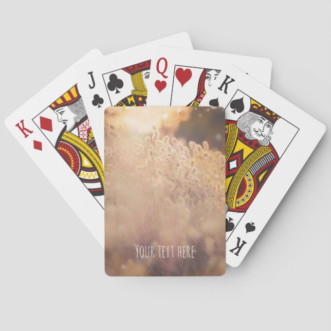 Blomsterfält Rustik Landsbygd Solnedgång Skymning Spel Kort (Baksidan)