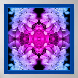 Blomsterfärgade Blommar, färgtonade med svart och Poster