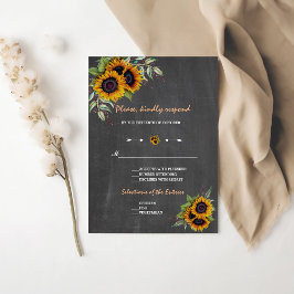 Blomsterfärger Solblommor Schalkboard Bröllop OSA Kort