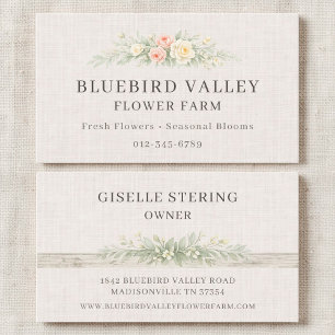 Blomsterfarm Shabby Chic Gård Hus Linen Blommig Visitkort