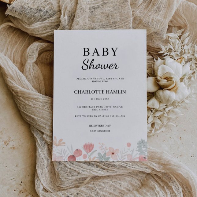 Blomsterfest Baby Shower-inbjudan Inbjudningar (Wildflowers Baby Shower Invitation)