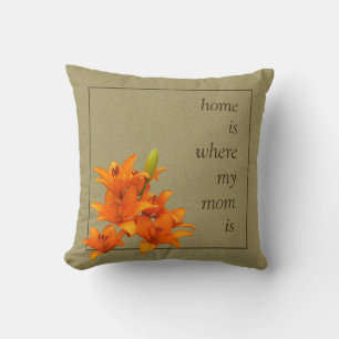 Blomsterfiléer för Mamma Anpassningsbar Orange Tex Kudde