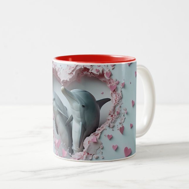 Blomsterfiner från Valentine Mamma och Baby 3D Mug Två-Tonad Mugg (Framsida höger)