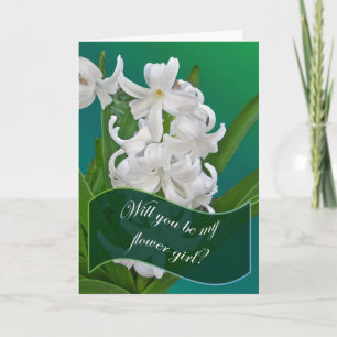 Blomsterflicka begär vit hyacint kort