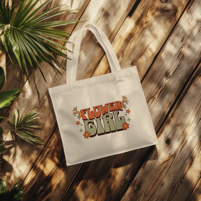 Blomsterflicka – Boho Retro Blommig  Tygkasse (Skapare uppladdad)
