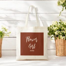 Blomsterflicka Brun Terrakotta Brudtärna Handväska Tygkasse