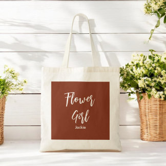 Blomsterflicka Brun Terrakotta Brudtärna Handväska Tygkasse
