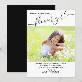 Blomsterflicka Elegant Skript Foto Förlovningskort Inbjudningar