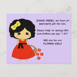 Blomsterflicka Förlovningskort - Svart Hår Inbjudningar