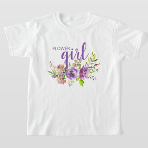 Blomsterflicka Lila Blommig Bröllop T-Shirt