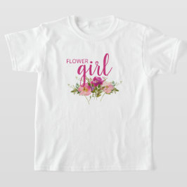 Blomsterflicka Rosa Akvarell Blommig Bröllland T-S T Shirt