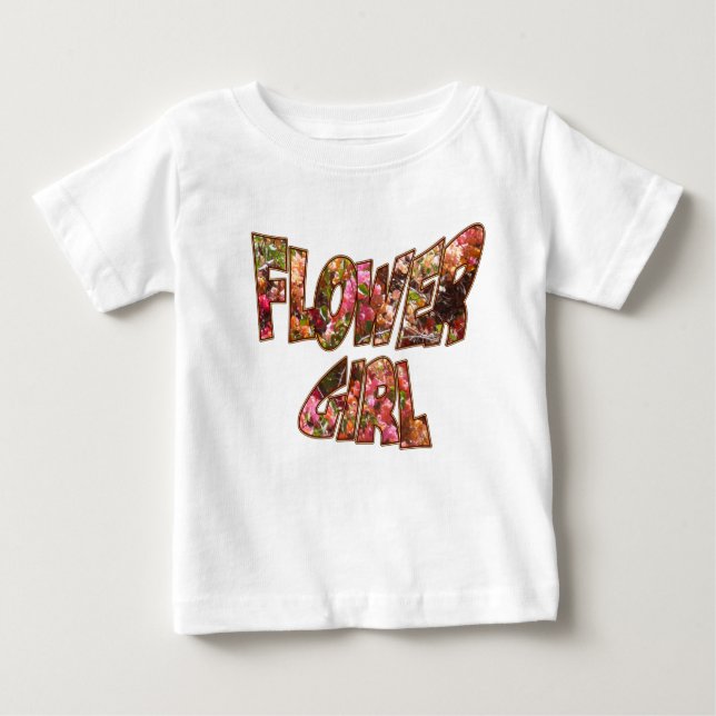 Blomsterflicka Ruffle Tee Stor Text (Framsida)