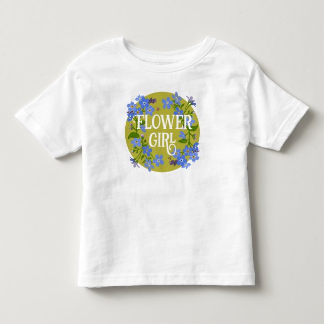 Blomsterflicka Småbarn Bröllop blomster Nejlikor  T Shirt (Framsida)