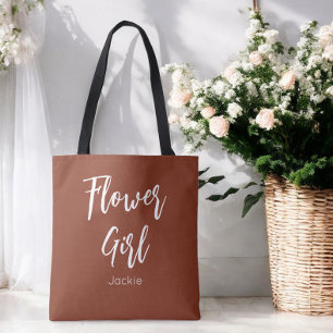 Blomsterflicka Terrakotta Brun Bröllop Tygkasse