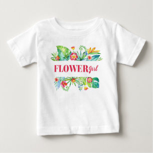 Blomsterflicka Vattenfärg Tropisk Destination Bröl T Shirt