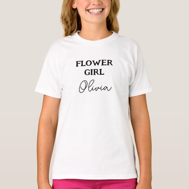 Blomsterflicka Vit Personliggjord T Shirt (Framsida)