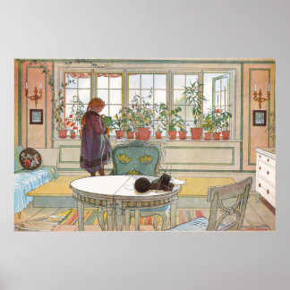Blomsterfö nstret av Carl Larsson Poster