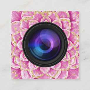 Blomsterfotografin Fotografikamera Spiral Fyrkantigt Visitkort