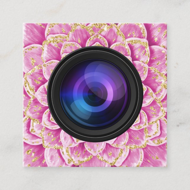 Blomsterfotografin Fotografikamera Spiral Fyrkantigt Visitkort (Framsida)